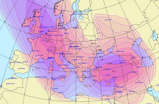 To Europe, Middle East and North Africa - Via Turksat 1C satellite at 42° East